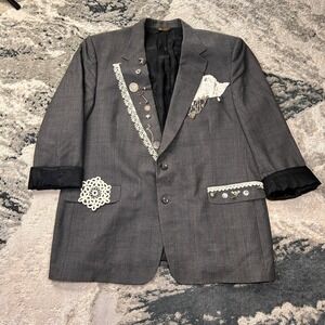 Renberg's Tulsa Bronley Blazer Jacket Womens Gray Lace Trim Single Vented Formal